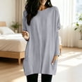 thumbnail image 2 of IMENGL Women's Long Sleeve Tops Loose Cotton Short Neck Summer Color Soft Stretchy Pullover with Pockets Casual Basic Long Sleeve Shirt for Women,M-XXXXXL, 2 of 6
