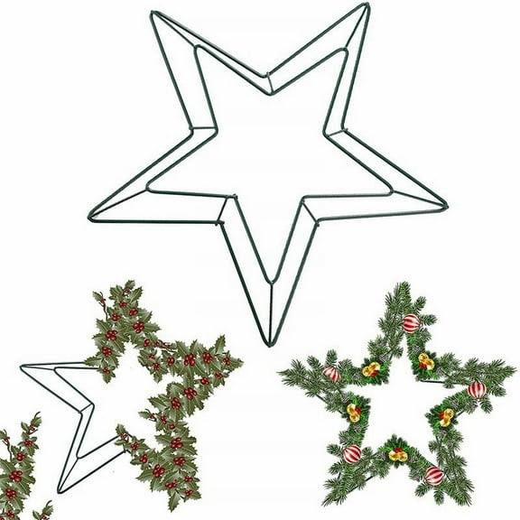 MOMFEI Metal Wire Star Wreath Frame,11.8 Inch Star Shaped Wreath Rings for Christmas, Birthday, Wedding Decorations,Floral Crafts Hoops for Home Décor