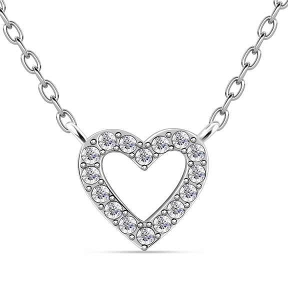 Cate & Chloe Piper 18k White Gold Plated Heart Pendant Necklace with Swarovski Crystals for Women