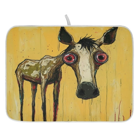 

Exaggerated Horse Drawing Dish Drying Mat for Kitchen Quick Drying Absorbent Soft Durable 16 x 18