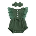 thumbnail image 3 of Splozh Baby Girls Clothing Baby Girls Ruffle Sleeve Rompers, Toddler Baby Girls Round Neck Jumpsuit Romper Newborn Photography Outfits Girl,Green,12-18 Months, 3 of 5