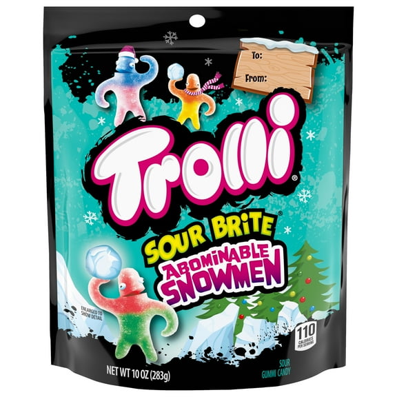Trolli Sour Brite Abominable Snowmen Gummy Candies, Sour Holiday Candy Gift Pouch, 10 oz