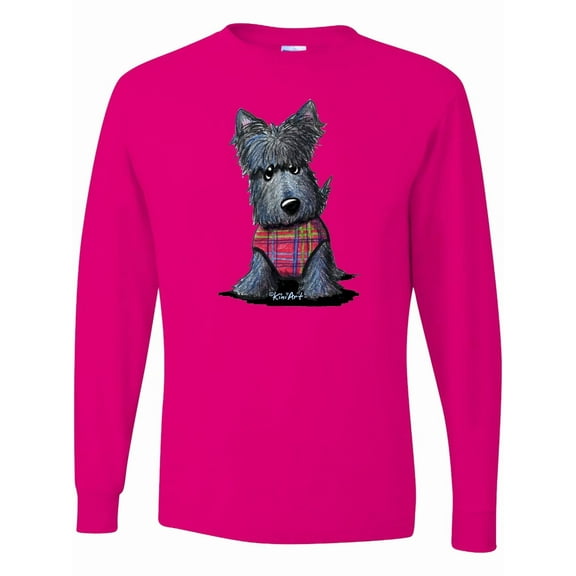Inktastic Scottie Dog in Plaid Long Sleeve T-Shirt