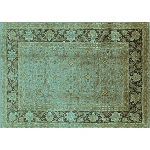 Ahgly Company Indoor Rectangle Oriental Light Blue Industrial Area Rugs, 8' x 10'