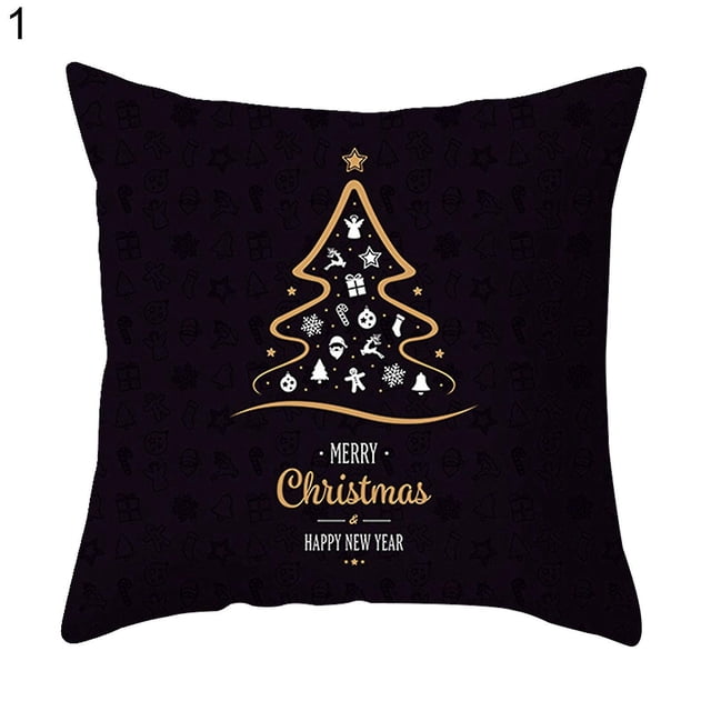 Funda de almohada con estampado de ciervos, funda de cojín de poliéster decorativa elástica para el hogar