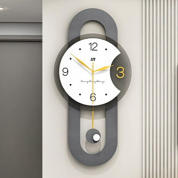 Large Wall Clock, Large Wall Clock for Living Room Decor, Decorative Wall Clocks with Pendulum, Modern Non-Ticking Silent Metal Clock for Living Room, Bedroom