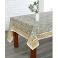 thumbnail image 2 of Ridhi Goldenrod Yellow 70"X118" Rectangle Cotton Hand Block Print Tablecloth Gift for Mom, 2 of 5
