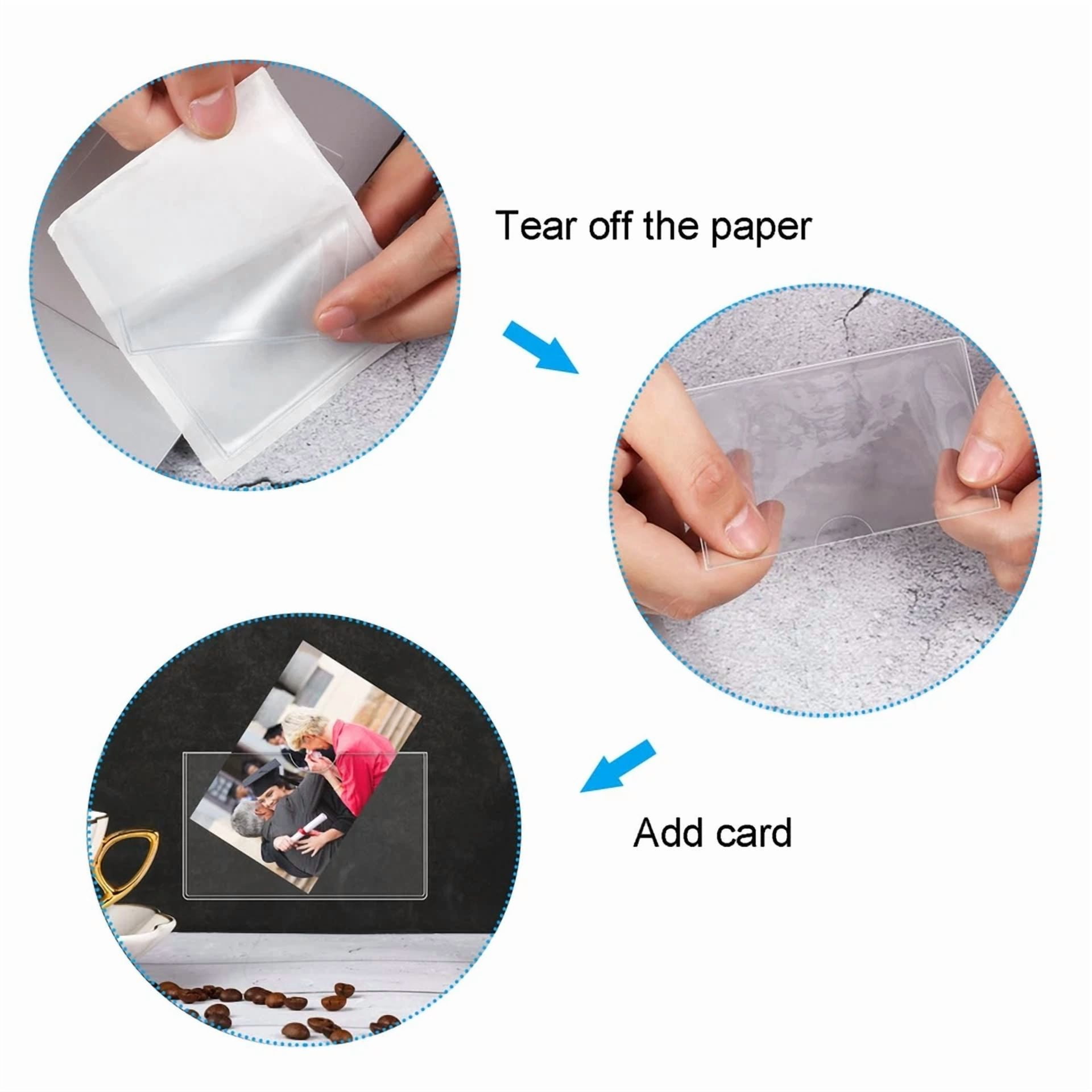 CRESTIN- 30 Pack 3.7X2.3 Clear Self Adhesive Label Pockets Index Card Pockets Card Holder