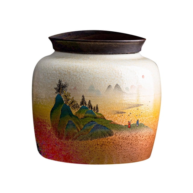Jarrón de jengibre de porcelana creativa de estilo chino antiguo con arreglo floral y tapa. 97 cm x 96 cm