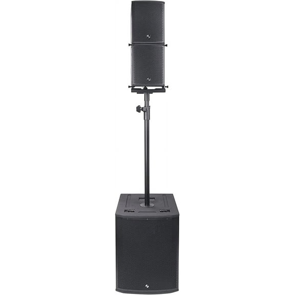 Sound Town ZETHUS Series Line Array Speaker System with One 15" Subwoofer, Two Compact 6 x 3 Line Array Speakers, Black (ZETHUS-M115SM3X2)