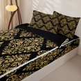 thumbnail image 3 of jejeloiu Opulent Damask Zipper Twin Comforter Sets with Fitted Sheet and 2 Pillowcases,Gold Print Zipper Bedding Set For Adults,Black Gold,Black Reversible,4 Pieces, 3 of 7