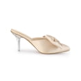 thumbnail image 3 of BLISSFUL STEP Women's Bow Pointed Toe Clear Stiletto Heel Slides Mules Champagne 7, 3 of 8