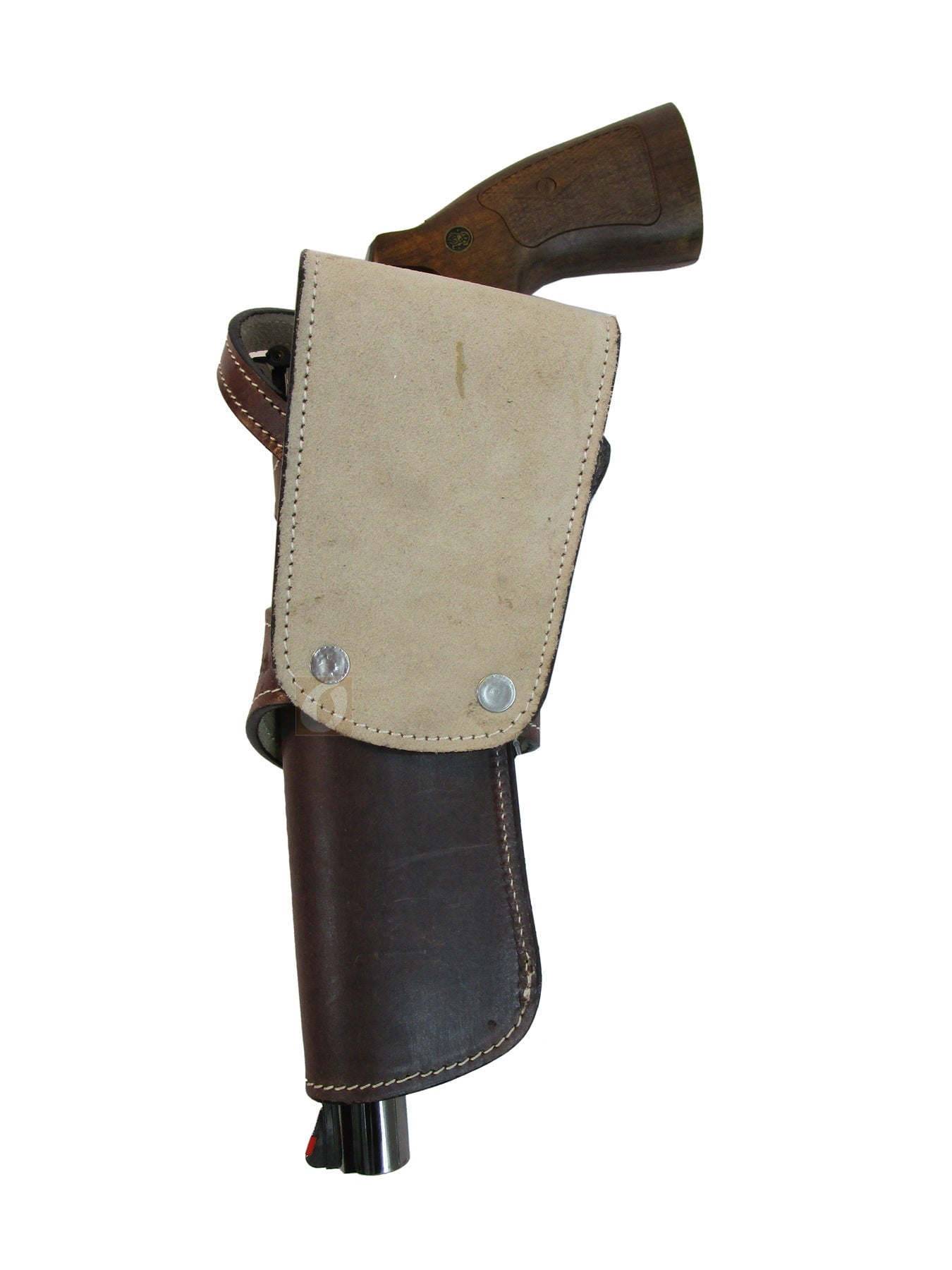 Leather Holster Heart Tooled Long Barrel Western Gun Cover Brown Color - Right Handed