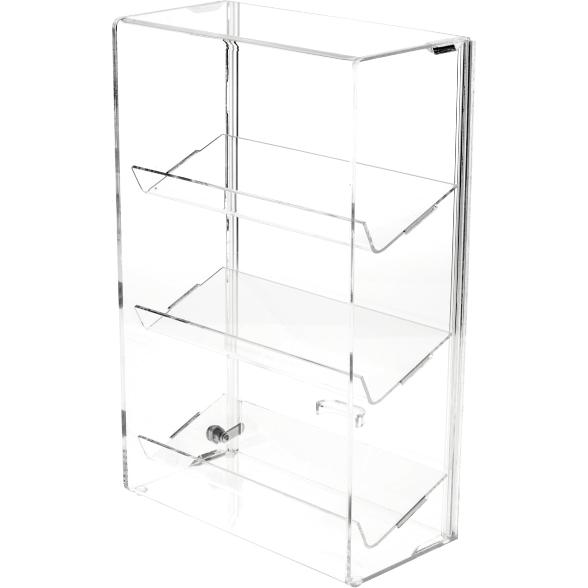 Plymor Acrylic Locking Display Case w/ 3 Angled Shelves