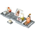 thumbnail image 4 of Royal Craft Wood Expandable Bamboo Bathtub Tray Caddy – Bathroom Caddy Organizer for Bath Tub with Tablet, Wine Glass & Soap Holder – Relaxing Spa Bath Shelf for Home Us (Gray), 4 of 9
