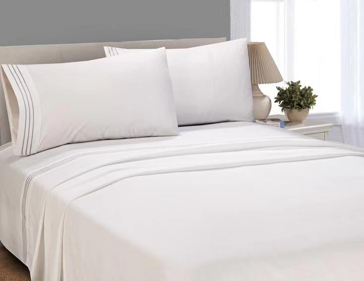Flat & Pillow Cases Standard Hospital Bed Mason Beige Sheet Ensemble Set Fitted
