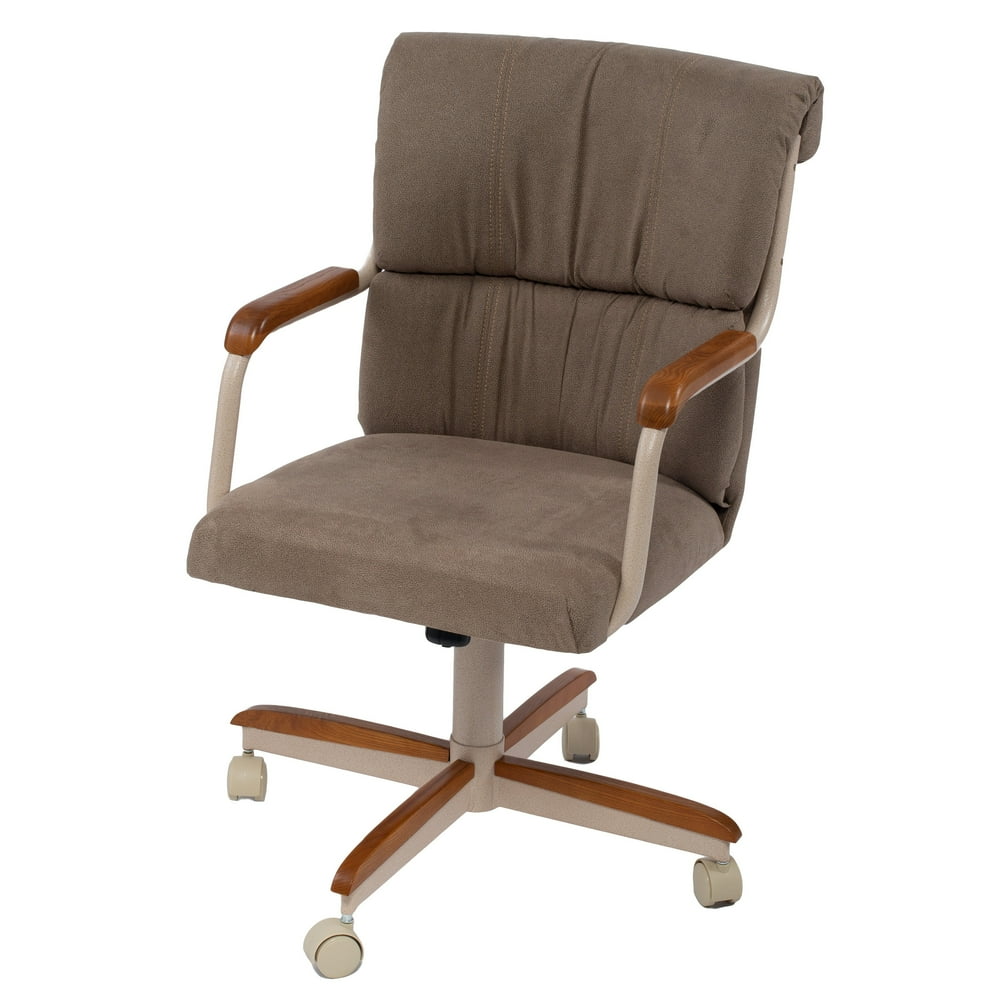 AW Furniture Casual Brown Cushion Wood/Metal Office Chair, Caster Chair