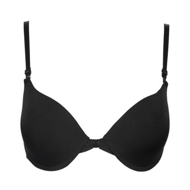 Popvcly - Black Seamless Sexy Front Button Closure Bra Push Up Buckle ...