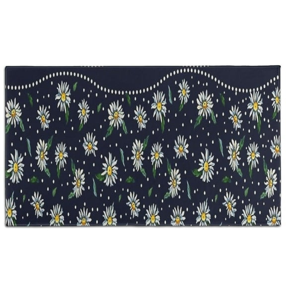 Dark Blue Daisy Flower Pattern Door Rugs,Washable Non Slip Door Mats Indoor,Decorative Door Mats,Entry Mat Indoor for Entrance,Bedroom,Kitchen,Bathroom,17"x30"