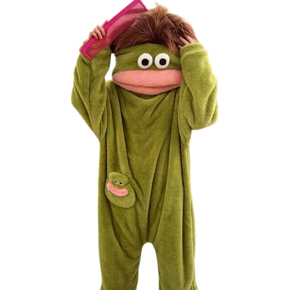 Big Mouth Monster Onesie, Monster Pajamas, Funny Costume, Oversized Plush Fleece Hooded One Piece Pajamas