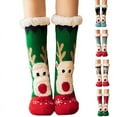 thumbnail image 4 of Xfvqtps Womens Christmas Fuzzy Socks Mid Tube Knitting Cute Christmas Elk Deer Plush Lining Sleep Floor Thicken Comfortable Soft Cotton Socks Light Blue, 4 of 4