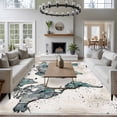 thumbnail image 3 of Area Rug for Living Room, Vintage Map Non-Slip Indoor Large Carpet for Bedroom/Dining Room, Teal Flowers Color Block Abstract Washable Low-Profile Rectangle Floor Runner Rugs - 5 x 7 Ft, 3 of 8