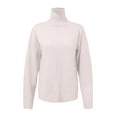 thumbnail image 4 of SGMVNU Women's Turtleneck Sweater Long Sleeve Knitted Pullover High Low Hem Trendy 2025 Fall Winter Basic Jumper Top Light Pink, Size L, 4 of 5
