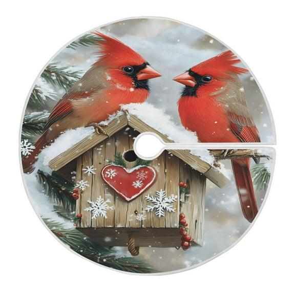Ryvnso Christmas Tree Skirt Cardinal in Winter Xmas Tree Skirts Ornament Home Decorations 35.4"