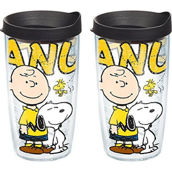 Tervis Peanuts Colossal Tumbler with Black Lid, 16-Ounce, 2-Pack