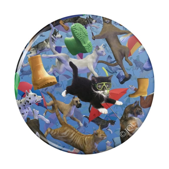 Raining Cats and Dogs Pinback Button Pin