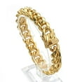 thumbnail image 3 of 8mm-18mm Mens Miami Cuban Link Bracelet Bangle 18k Gold Plated Stainless Steel, 3 of 7