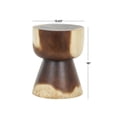 thumbnail image 3 of DecMode 14" x 18" Brown Wood Handmade Hourglass Accent Table with Natural Wood Grain, 1-Piece, 3 of 9
