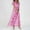Hot Pink, variant on Trendy Women's Casual Dress Swing Style Chiffon Floral Ruffle Short Sleeve V Neck Waist Flowy Fashionable Dresses for Everyday Wear
