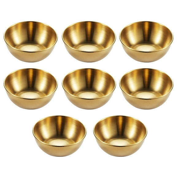 WORGEOUS 1 Set 8pcs Cuencos de acero inoxidable de acero inoxidable Placas de salsa prácticas (dorado)