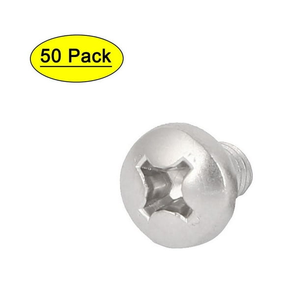 50 Pcs M4x5mm 316 Stainless Steel Metric  Pan Head Machine Screws Bolts