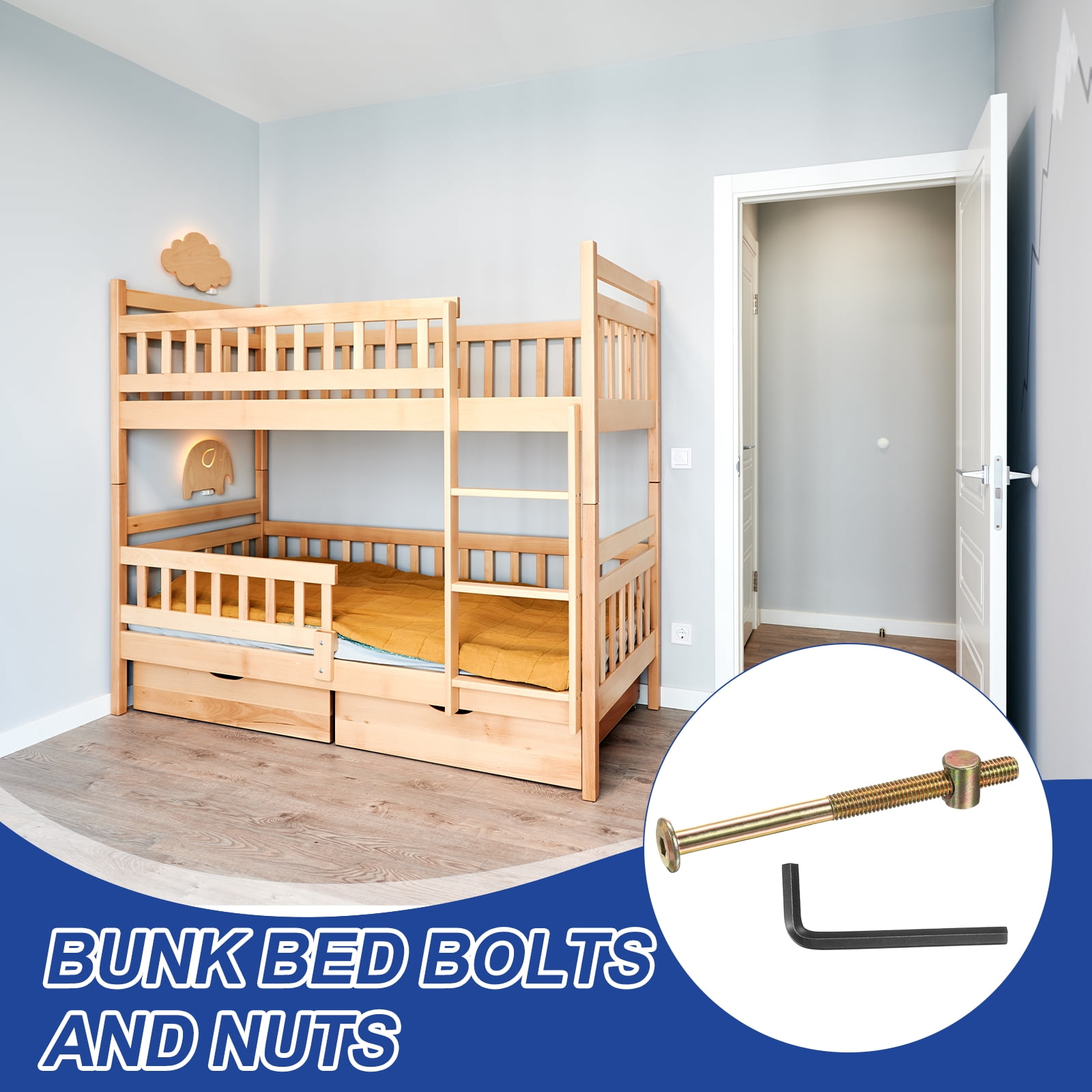 Uxcell 8 Set Bunk Bed Bolts and Nuts, M8x120mm Hex Drive Socket Cap Screws Nuts for Beds Headboards Chairs Furniture