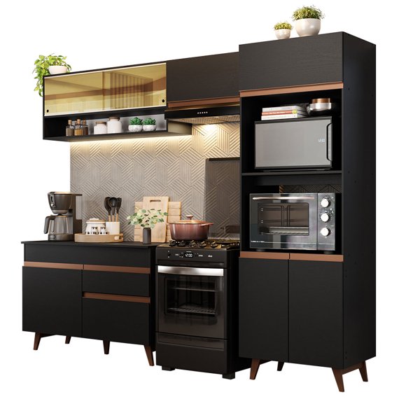 Madesa Gabinete de Cocina Integral Completa 260 cm Reims Negro 12