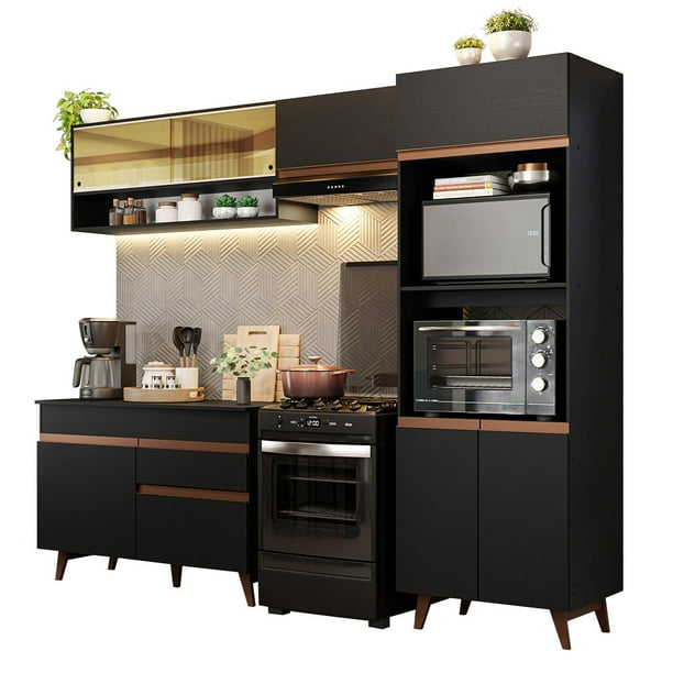 Madesa Gabinete de Cocina Integral Completa 260 cm Reims Negro 12