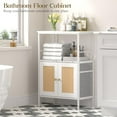 thumbnail image 4 of Bathroom Floor Storage Cabinet with Rattan Doors, Freestanding Bathroom Cabinet with Metal Frame, Coffee Bar Stand for Entryway, Kitchen, Living Room, 20x11.42x31.1 inches, White, 4 of 6
