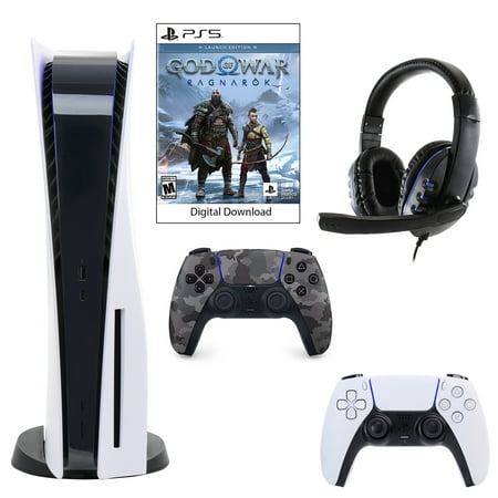 Sony PlayStation 5 Core Console with God of War: Ragnarok with Headset and DualSense Controller in Grey Camo