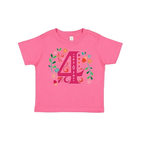 

Inktastic 4th Birthday Party Photo Number 4 Gift Toddler Toddler Girl T-Shirt