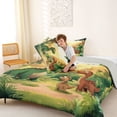thumbnail image 4 of Feelyou Kawaii Family Dino Full Size Comforter Sets for Kids, Sunshine Wildlife Bedding Sets, Green Orange, Grey Reversible, 3-Piece, 4 of 6
