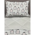 thumbnail image 3 of Penguin Comforter & Sham Bedding Set, Pastel Colored Style Cartoon Animals from Antarctica Crowns on a Dotted Background, 3 pcs Duvet Set Microfiber Filling Quilt, 5 Sizes, Grey Pink, by Ambesonne, 3 of 4