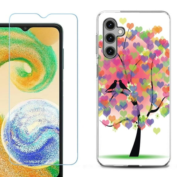 OneToughShield ® Compatible with Samsung Galaxy A25 5G, Shockproof Phone Case, with Tempered Glass Screen Protector - Color Hearts Tree