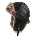 thumbnail image 4 of Chapeau d'Hiver avec Cache-Oreilles en PU Résistant au Vent et au Froid Noir, 4 of 6