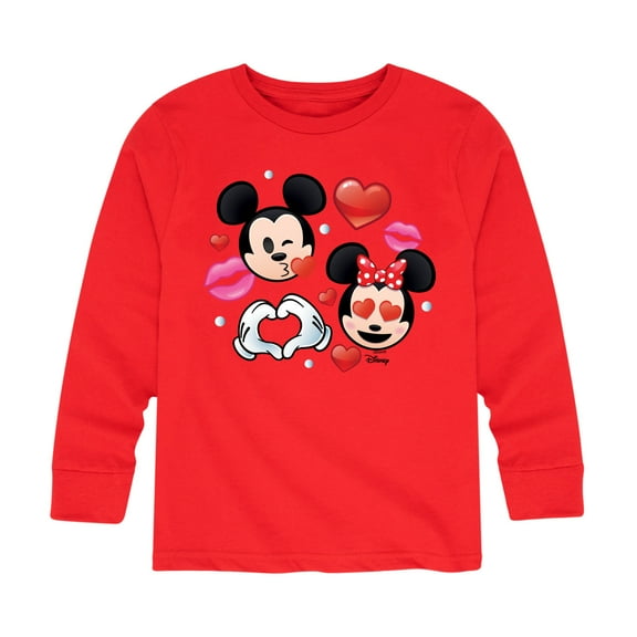 Disney Emoji - Mickey Minnie Love - Toddler And Youth Long Sleeve Graphic T-Shirt