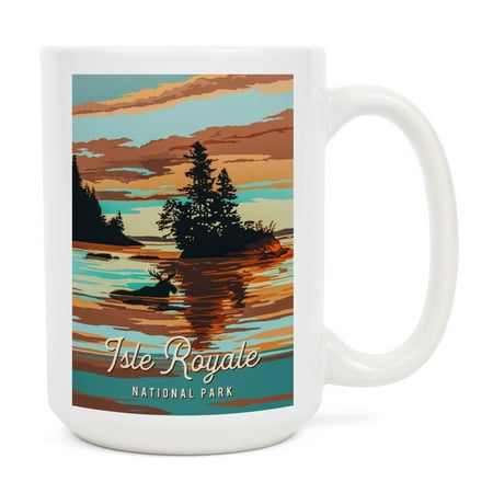 

15 fl oz Ceramic Mug Isle Royale National Park Michigan Painterly National Park Series Dishwasher & Microwave Safe