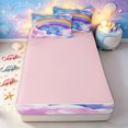 thumbnail image 4 of Erosebridal Watercolor Rainbow Zipper Twin Comforter Sets with Fitted Sheet and 2 Pillowcases for Girls, Dreamy Stars Sky Cloud Zipper Bedding Set, Pink Reversible, 4 Pieces, 4 of 7