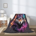 thumbnail image 2 of Sikiie Colorful Wolf Head A Cozy Flannel Fleece Throw Blanket: Lightweight & Thick for All Seasons - Perfect for Women, Men, & Kids"60"x50", 2 of 6