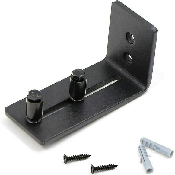 SHSLING Barn Door Floor Guide,Flush Design Bottom Flat Floor Guide,Adjustable Wall Mount Stay Roller Black Barn Door Stopper for Pocket Closet Barn Doors